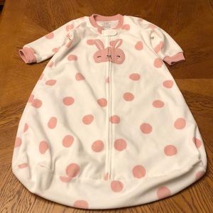 Carter’s White with Pink Dots and Pink Bunny Sleeper Sack: 6-9M